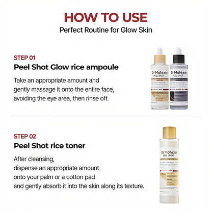 Dr-MalexIn Peel Shot Glow Rice Ampoule Set (White+Black+Toner)